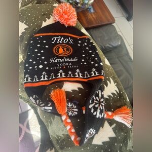 Tito's Handmade Vodka Black and Orange Winter Hat